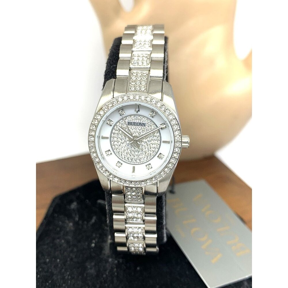 Bulova Women's Watch 96L313 Quartz Mother of Pearl Dial Silver Steel 24mm